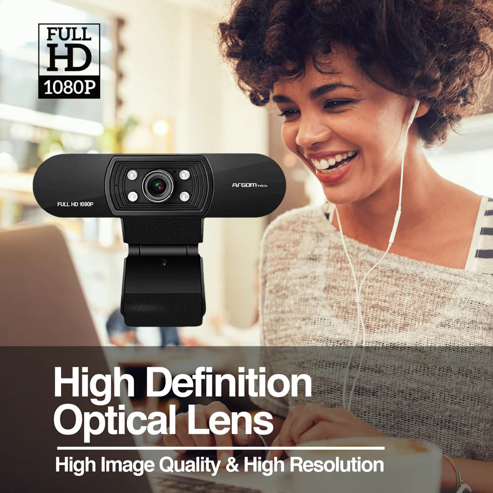 Webcam Argom CAM50 con Imagen de Full HD 1080P Luces LED